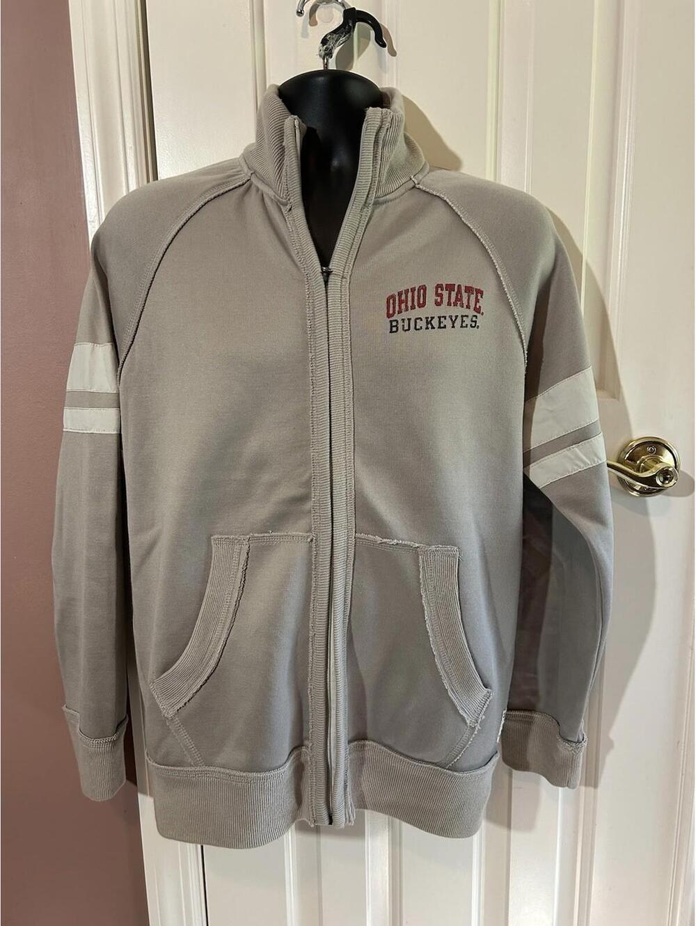 Champion Ohio State University Buckeyes Full Zip Hoodie Mens Large Beige Jacket